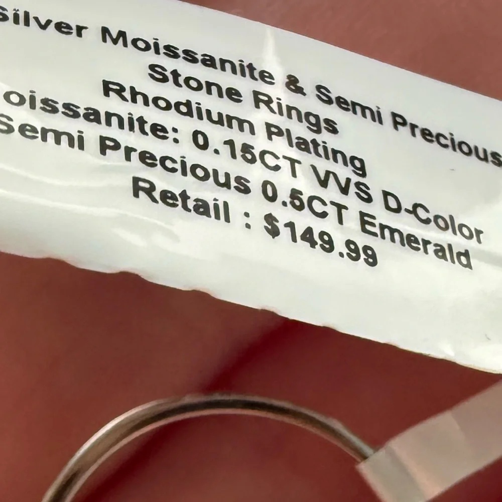 925 Emerald Moissanite Ring